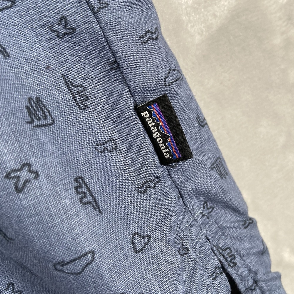 Patagonia Shirt men's Medium Back Step Button Up Hemp Organic Cotton Graphic AOP - Picture 6 of 13